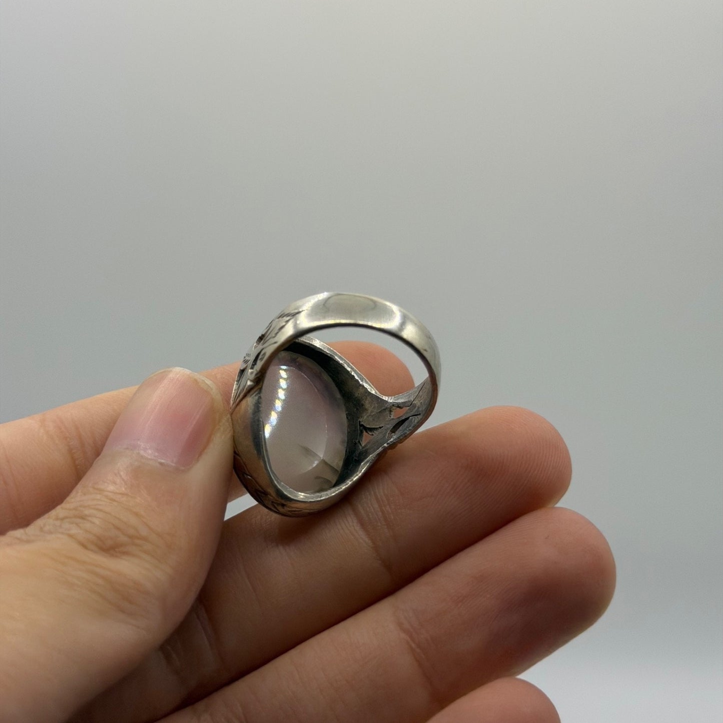 Vintage Old Agate Stone Handmade Silver Ring
