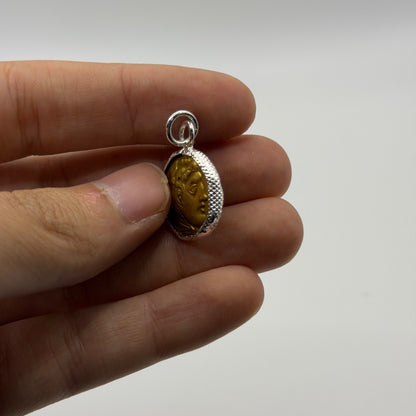 Ancient Roman Greek Style Coin Pendant Silver Gold Tone Coin Medallion Charm