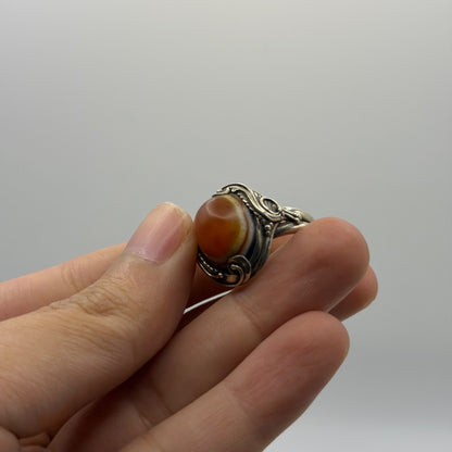 Antique Central Asian Agate Sterling Silver Ring