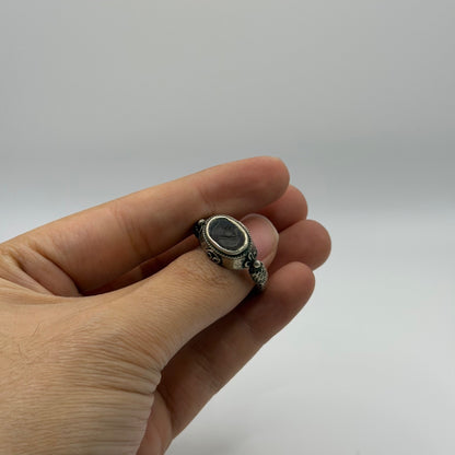 Ancient Roman Inspired Silver Ring With King Portrait Intaglio