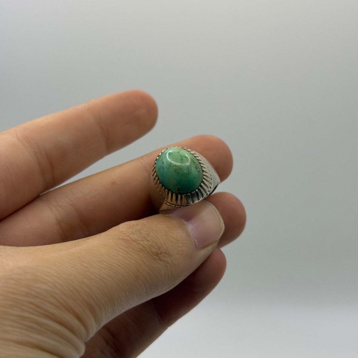 Antique Silver Natural Turquoise Stone Ring