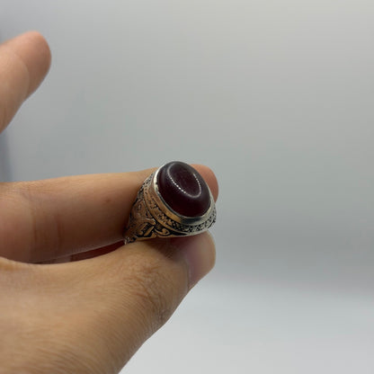 Vintage Arabic Style Handmade Silver Ring With Stone