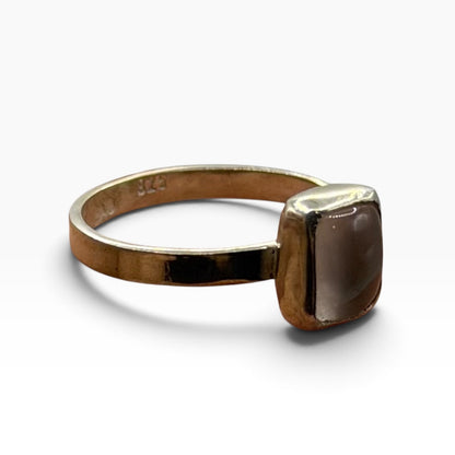 Solid 925 Sterling Silver Ring Square Cabochon Solitaire