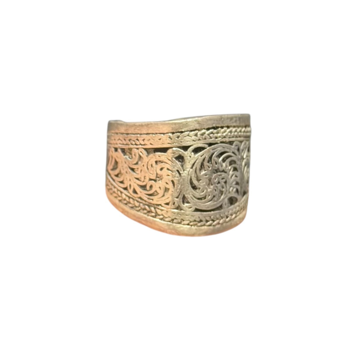 Cute Vintage Hand Carved Silver Stone Ring