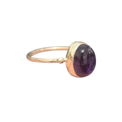 Natural Amethyst Stone Minimal Ring Silver 92.5