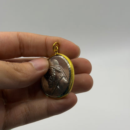 Ancient Empire Inspired Silver Plated Gold Gilded Coin Pendant