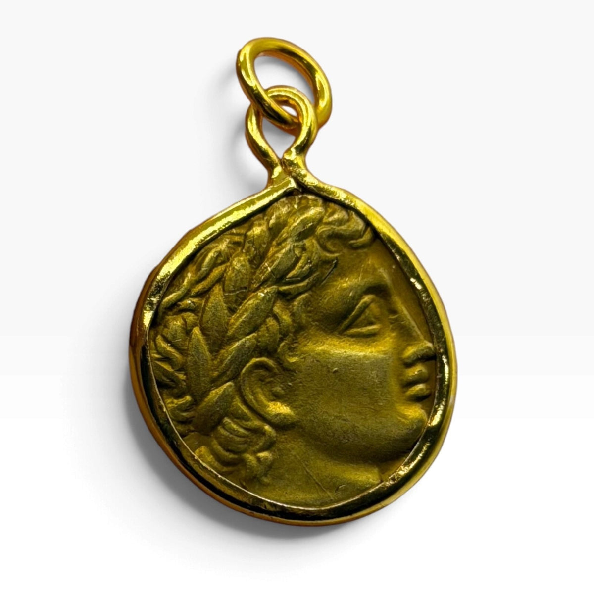 Ancient Roman Greek Style Gold Plated Coin Pendant