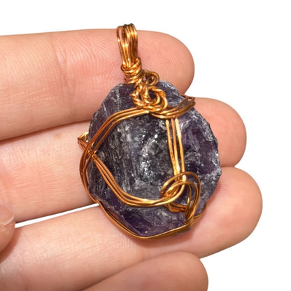 Natural Amethyst Stone Gold Tone Pendant