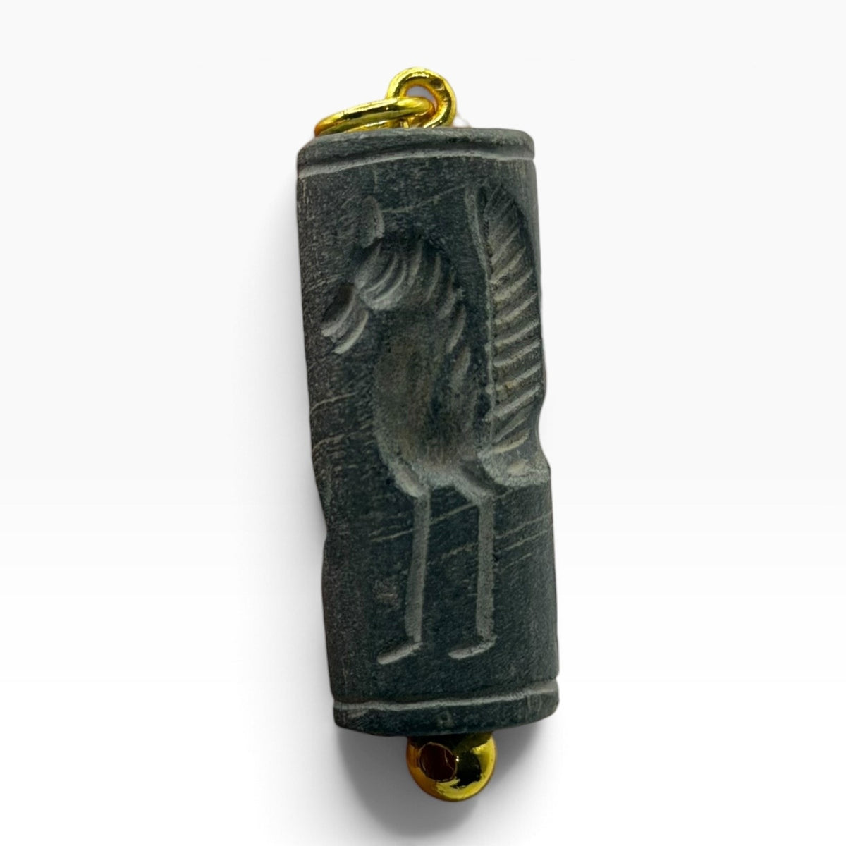 Ancient Near Eastern Style Intaglio Bead Gold Tone Pendant