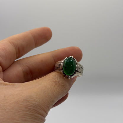 Vintage Handmade Silver Ring With Jade Stone