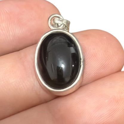 92.5 Silver Onyx GemStone Minimal Cute Pendant