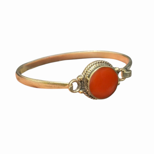Silver Tone Boho Style Bangle With Stone