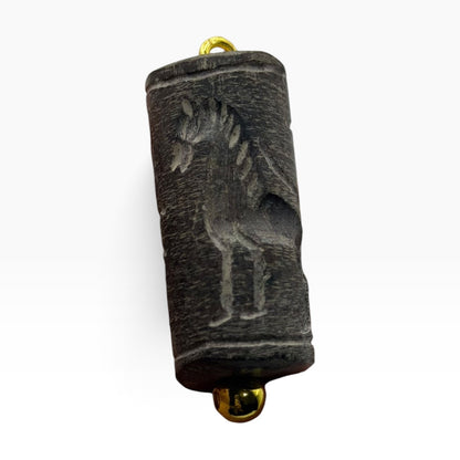 Ancient Near Eastern Style Intaglio Bead Gold Tone Pendant