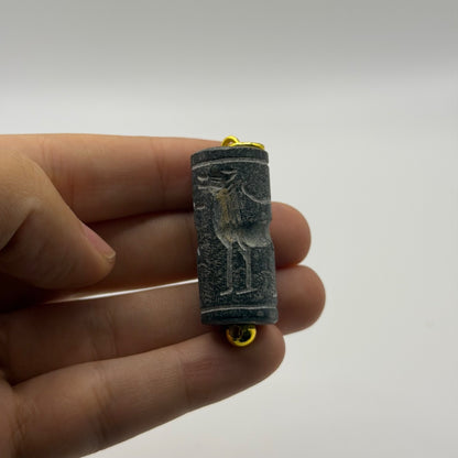 Ancient Near Eastern Style Intaglio Bead Gold Tone Pendant
