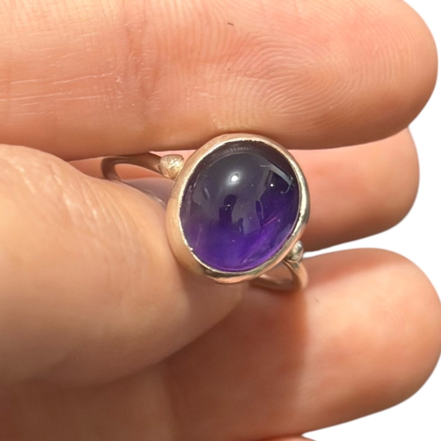 Natural Amethyst Stone Minimal Ring Silver 92.5