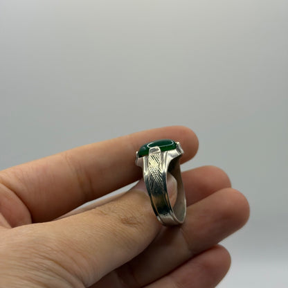 Vintage Handmade Silver Ring With Jade Stone