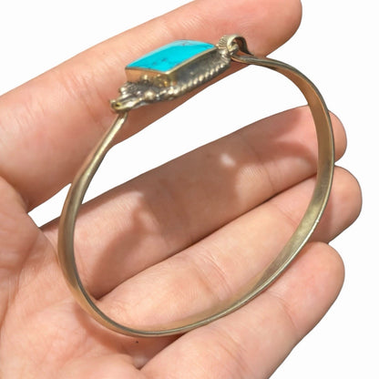 Silver Tone Boho Style Bangle With Stone