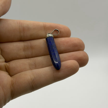 Natural Afghan Lapis Lazuli Point Pendant Silver Cap