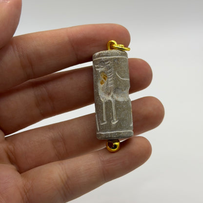 Antique Carved Cylinder Seal Pendant Ancient Style Bead Charm