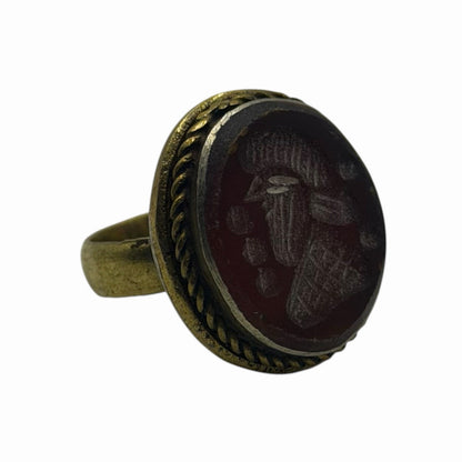 Ancient Roman Style Emperor Intaglio Brass Ring