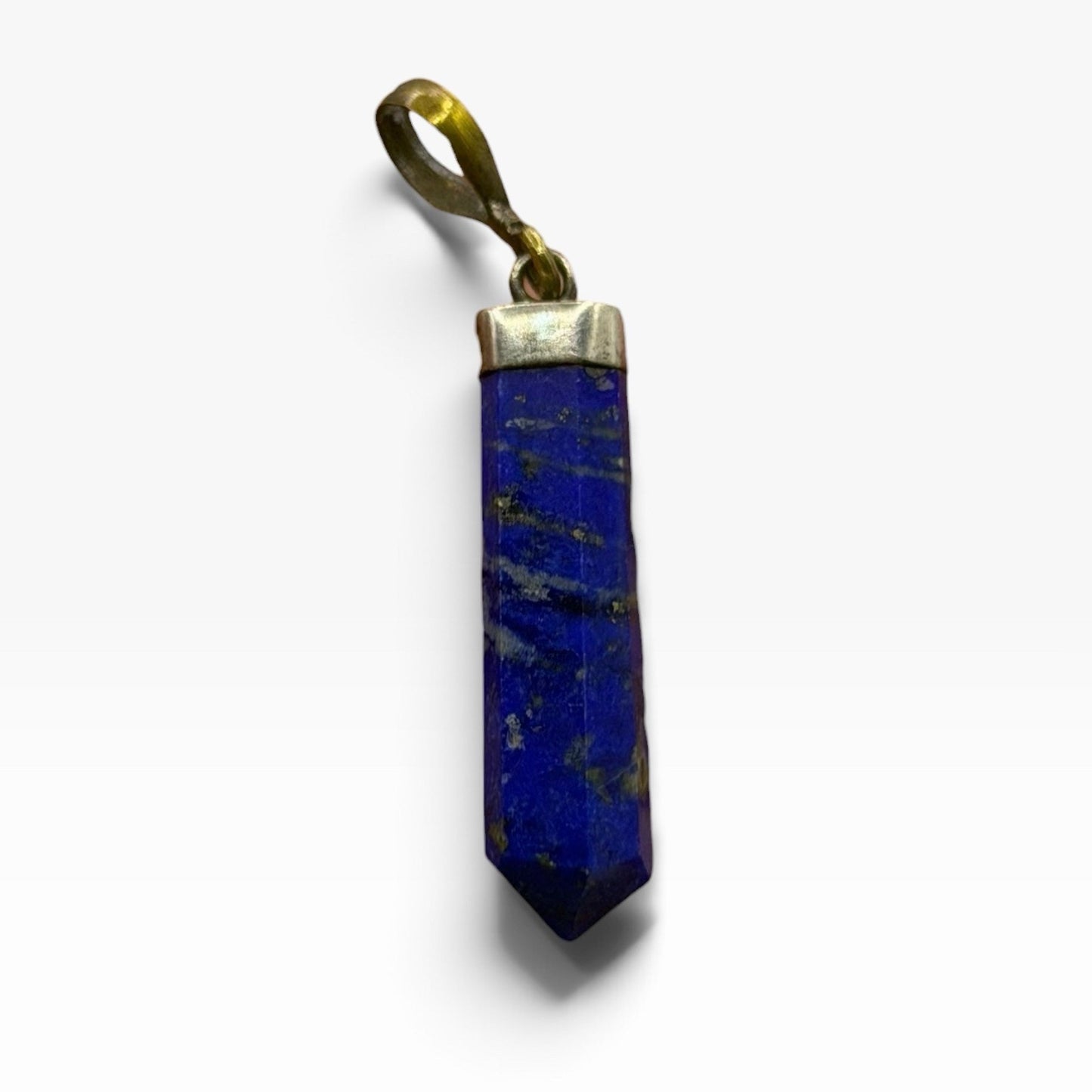 Natural Afghan Lapis Lazuli Point Pendant Silver Cap