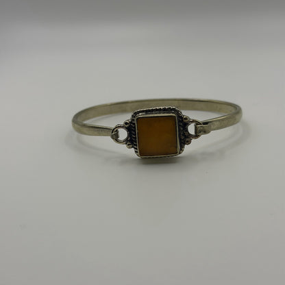 Silver Tone Boho Style Bangle With Stone