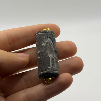 Ancient Near Eastern Style Intaglio Bead Gold Tone Pendant