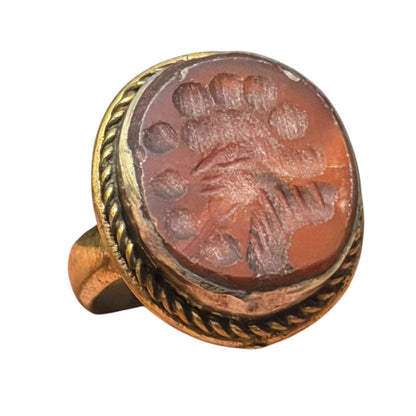 Ancient Roman Style Intaglio Carved Brass Ring