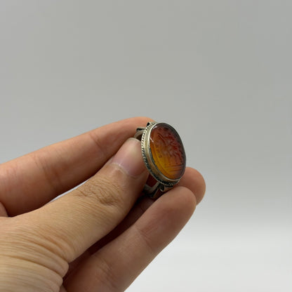 Vintage Silver Carnelian Intaglio Wax Seal Ring Ancient Style Roman Greek⁠
