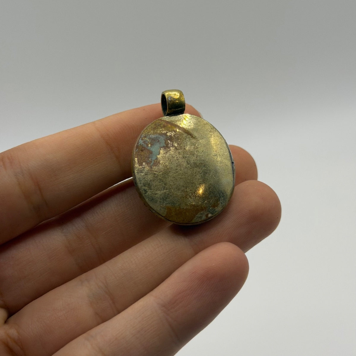 Vintage Natural Agate Afghan Tribal Style Brass Pendant
