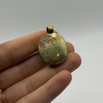 Vintage Natural Agate Afghan Tribal Style Brass Pendant