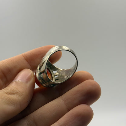 Silver Statement Ring featuring High-Dome Red Carnelian Cabochon