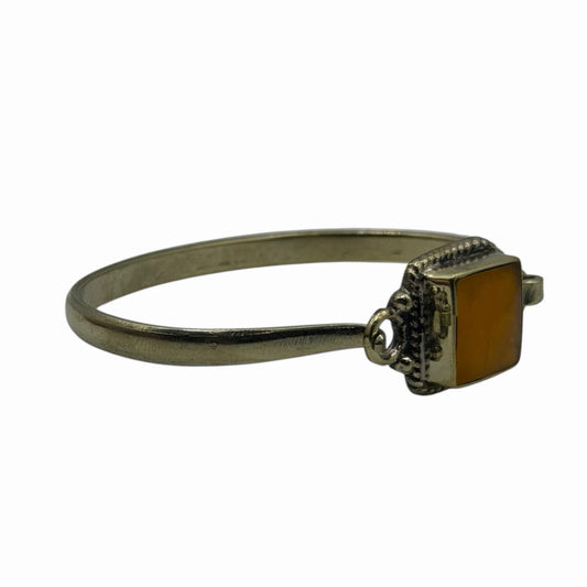Silver Tone Boho Style Bangle With Stone