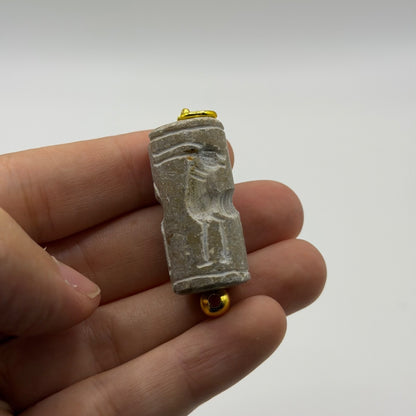 Antique Carved Cylinder Seal Pendant Ancient Style Bead Charm