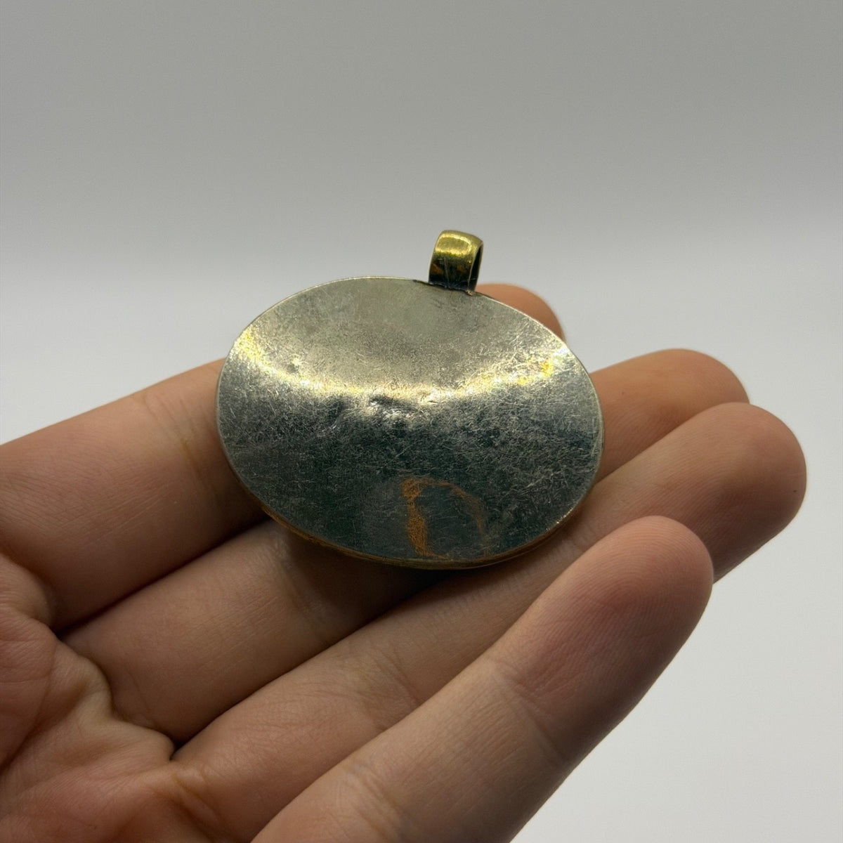 Ancient Near Eastern Style Hand Carved Intaglio Brass Pendant