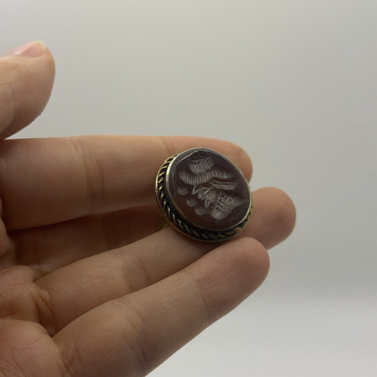 Ancient Roman Style Emperor Intaglio Brass Ring