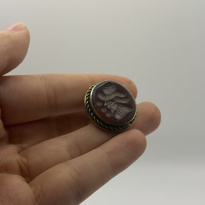 Ancient Roman Style Emperor Intaglio Brass Ring