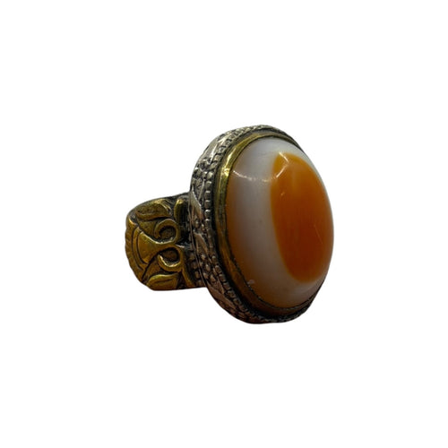 Vintage Arabic Style Agate Eye Silver Ring