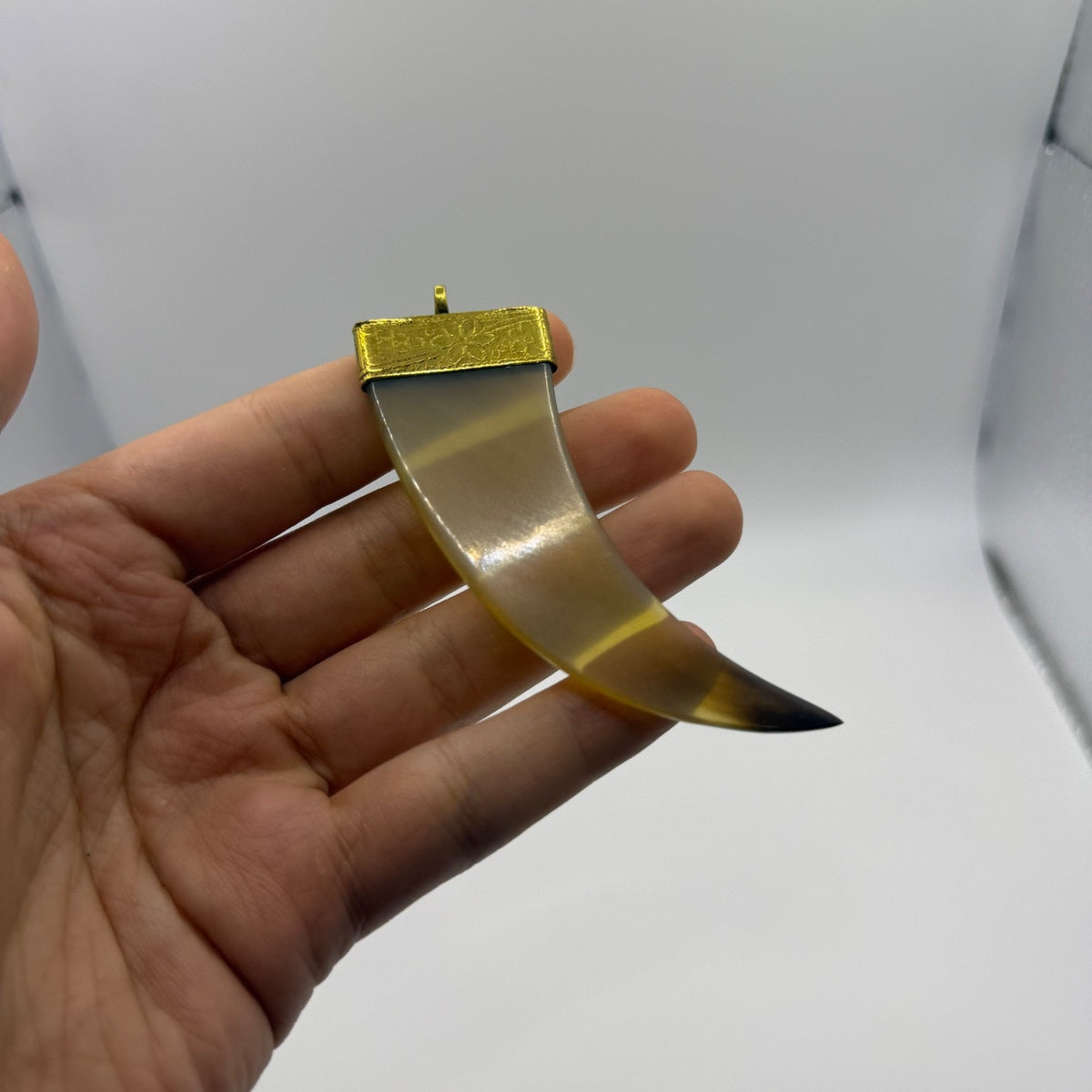 Vintage Baltic Style Amber Resin Brass Pendant