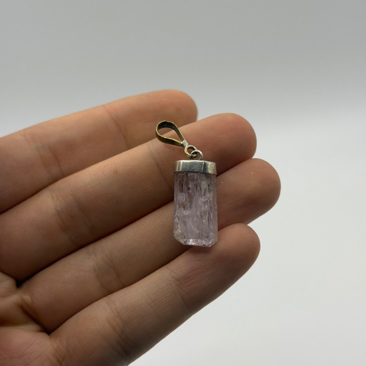 Vintage Natural Pink Quartz Silver Pendant