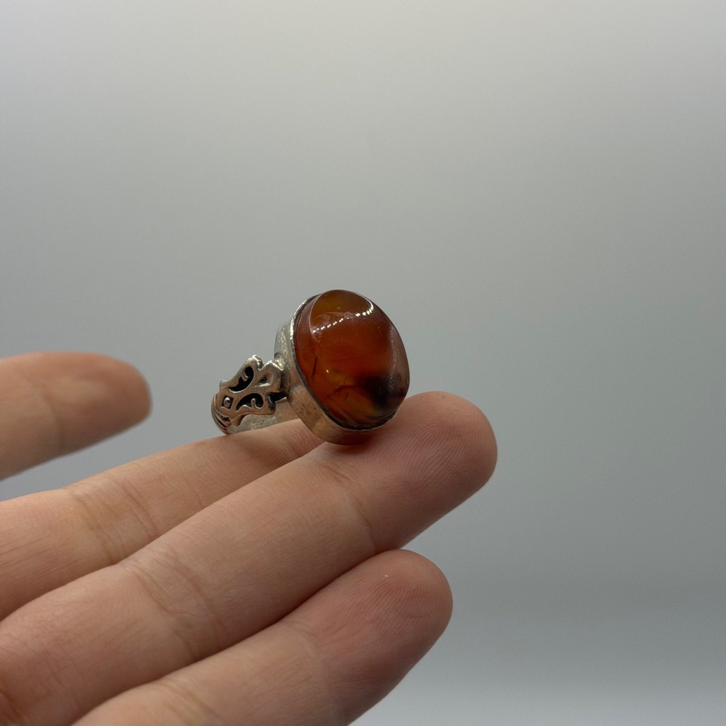 Vintage Afghan Agate Handmade Silver Ring