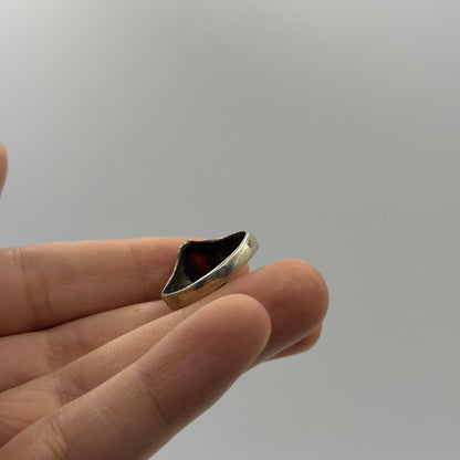 Silver Dark Smokey Quartz Onyx Oval Gemstone Solitaire Ring