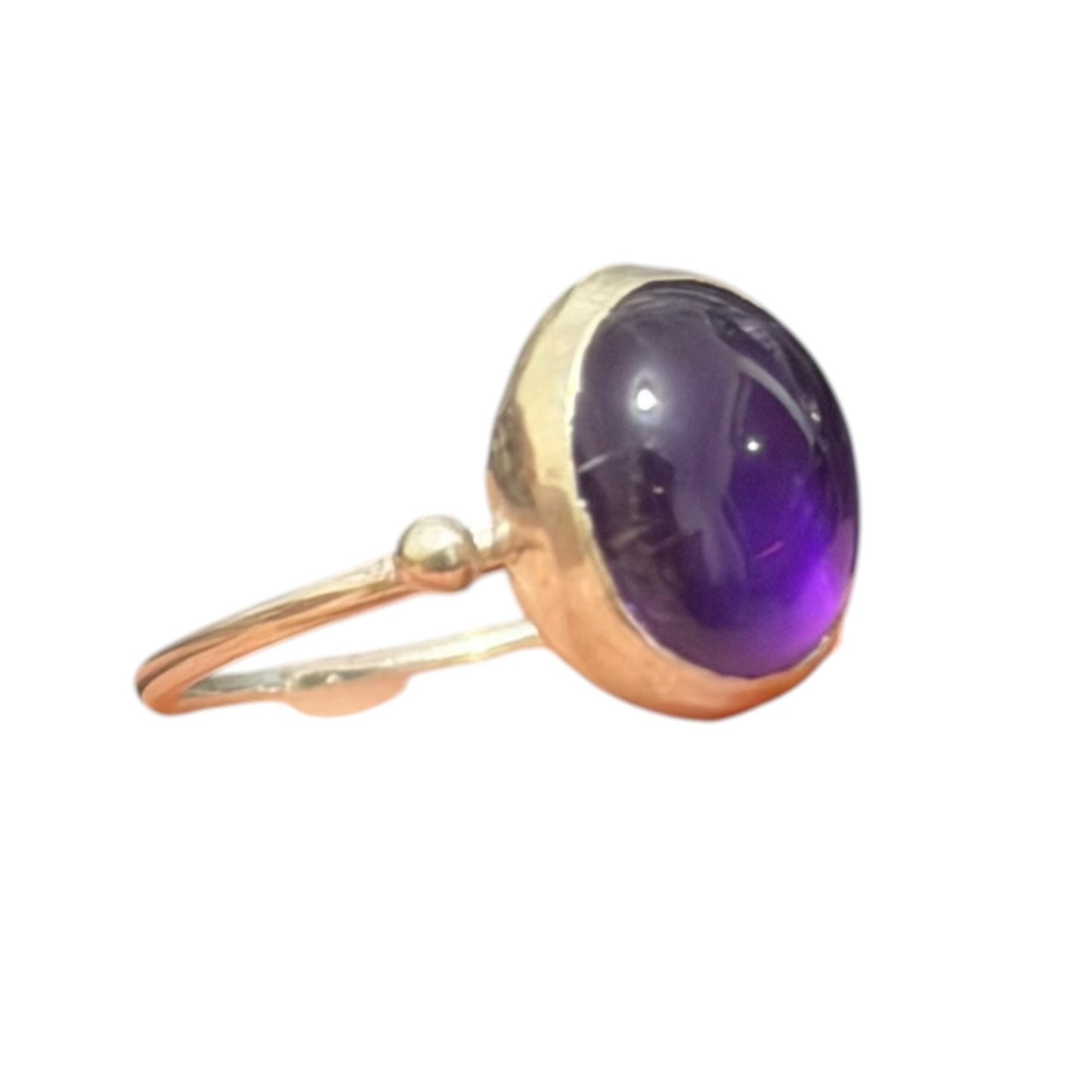 Natural Amethyst Stone Minimal Ring Silver 92.5