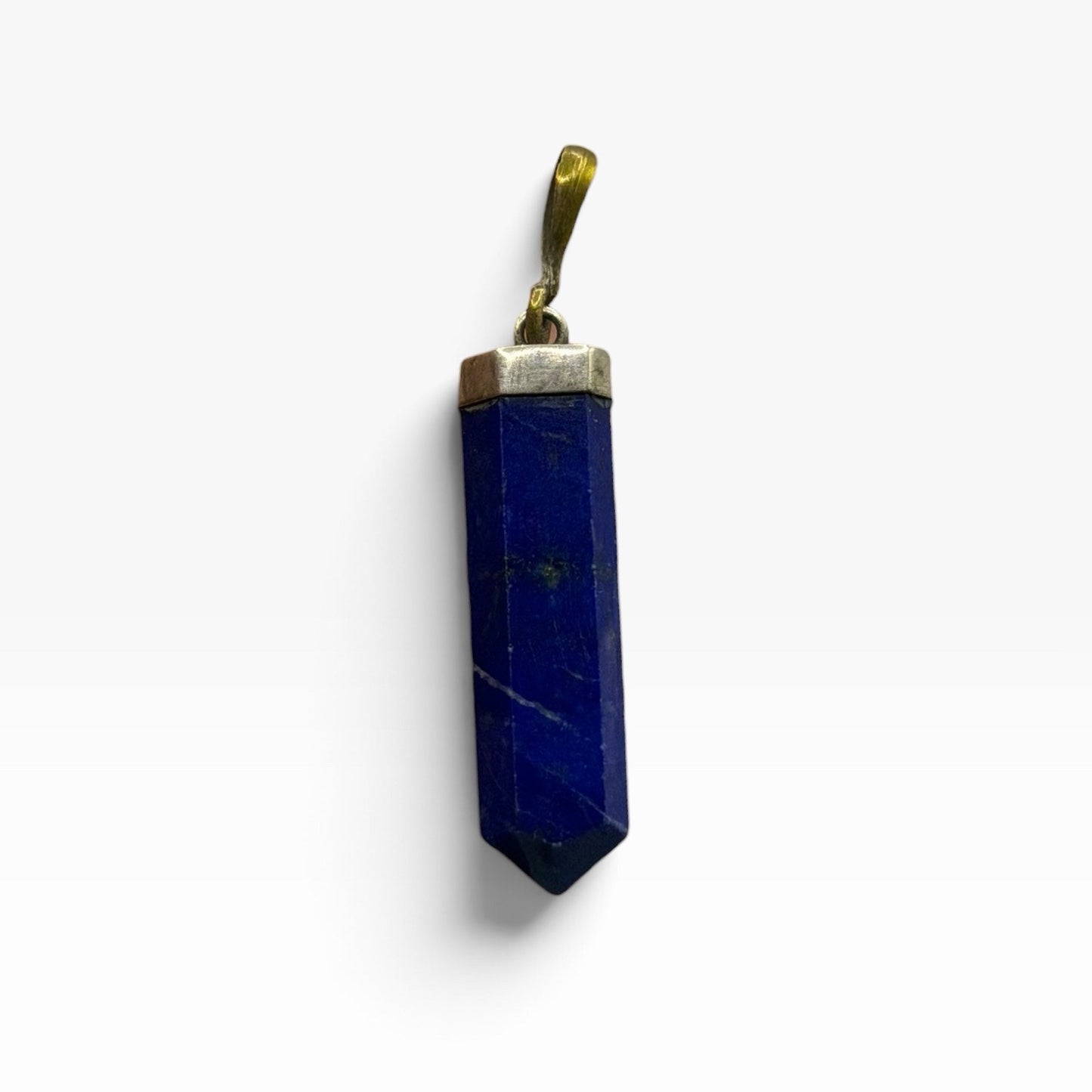 Natural Afghan Lapis Lazuli Point Pendant Silver Cap