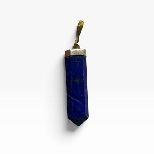 Natural Afghan Lapis Lazuli Point Pendant Silver Cap