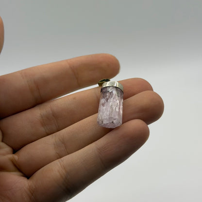 Vintage Natural Pink Quartz Silver Pendant