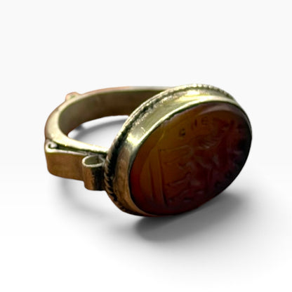 Vintage Silver Carnelian Intaglio Wax Seal Ring Ancient Style Roman Greek⁠