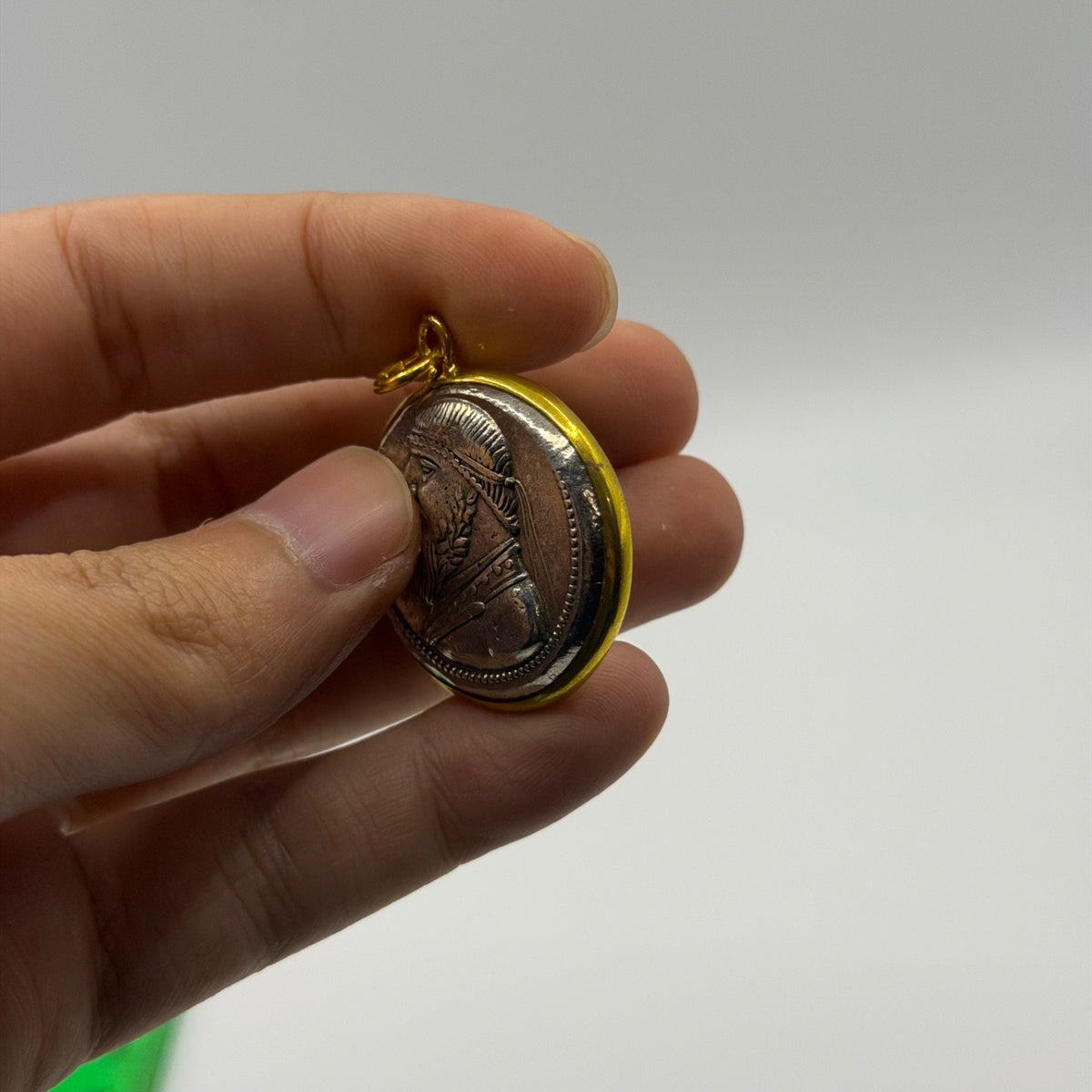 Ancient Empire Inspired Silver Plated Gold Gilded Coin Pendant