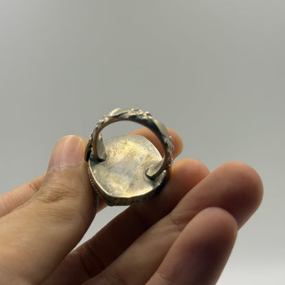 Vintage Silver Ancient Roman Style Intaglio Ring Carved Red Carnelian Seal
