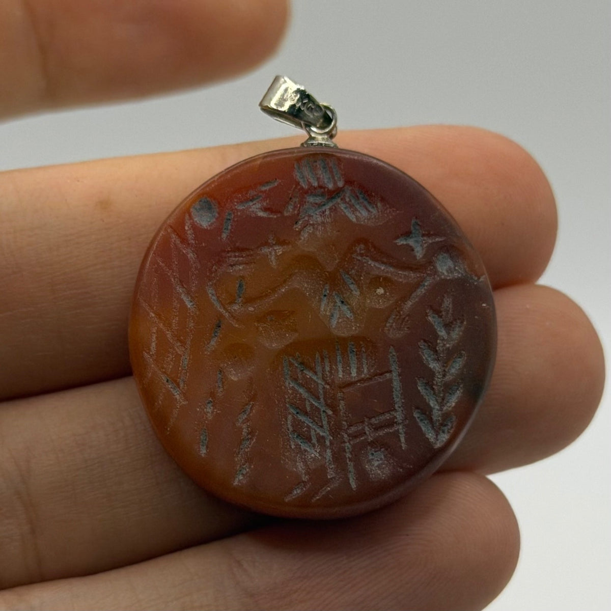 Ancient Near Eastern Style Intaglio Hand Carved Pendant
